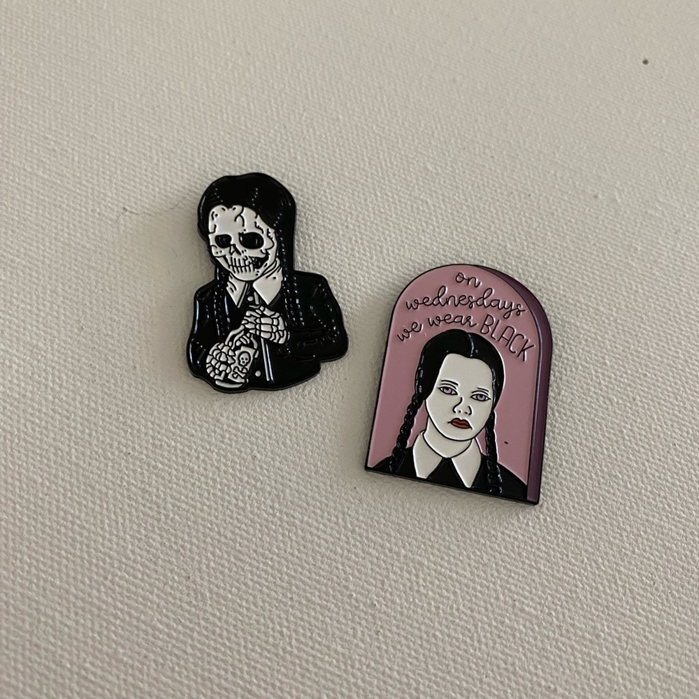 New Wednesday Addams Enamel Pin Set